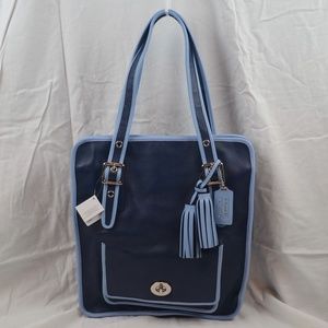 NWT COACH Legacy Navy Leather Large Tote